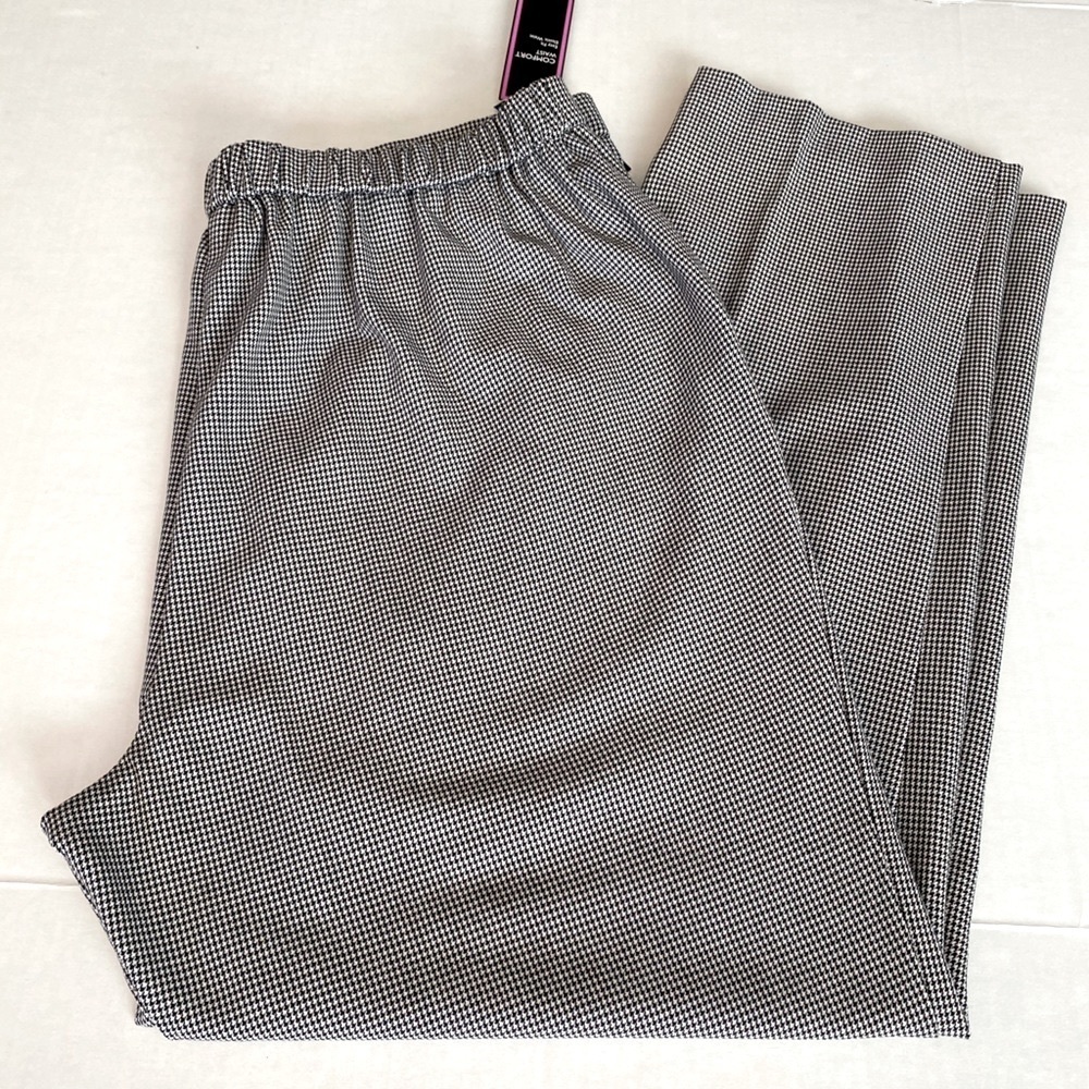 Kim Rogers Woman's Black & White Hounds Print Elastic Waist Pants Size 20W - Picture 9 of 14